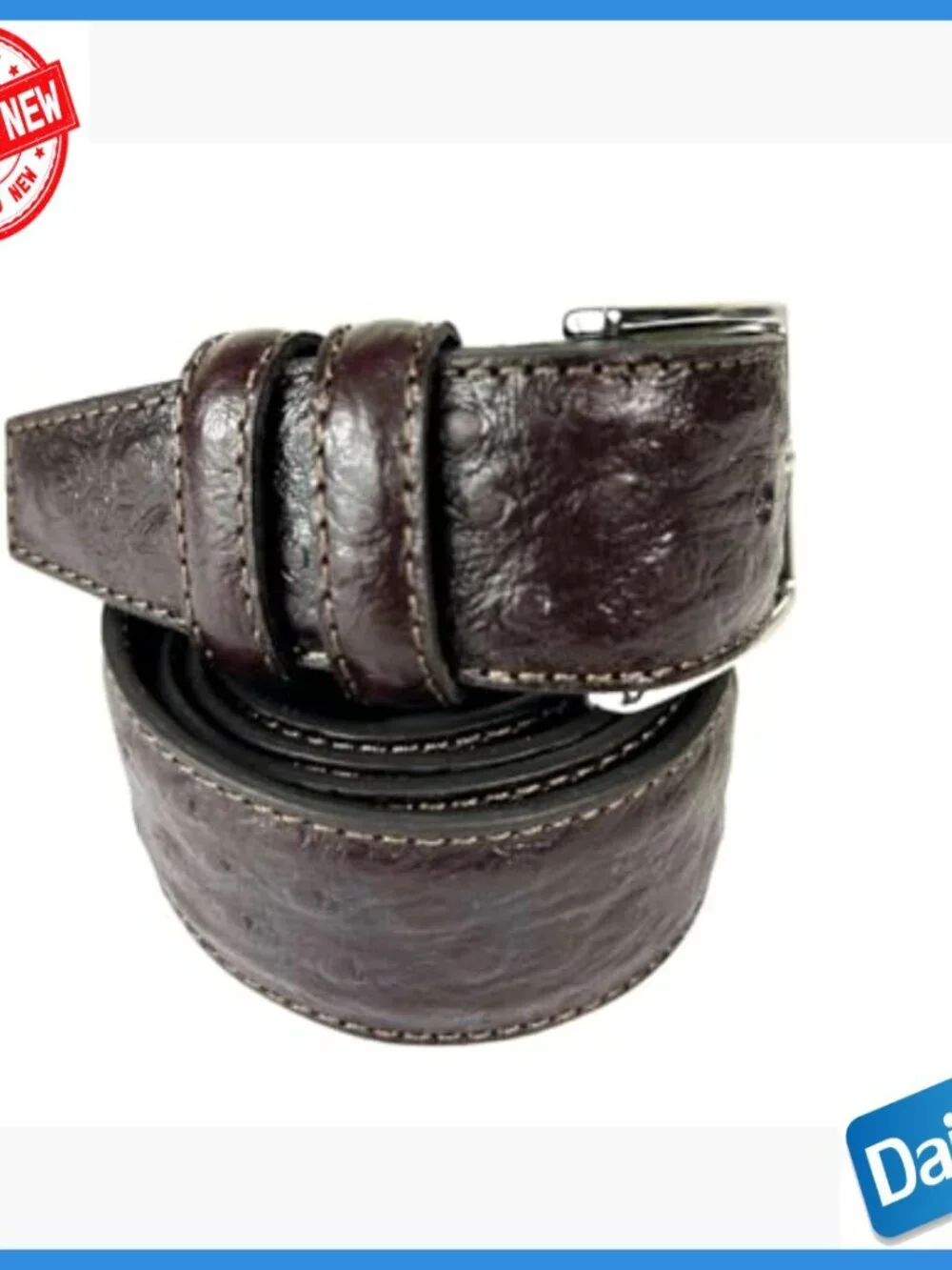 Italian Ostrich Leather Belt for Men, Dress Style, 44